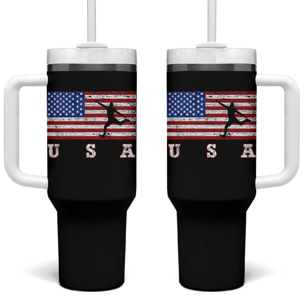 Patriotic Soccer Tumbler With Handle USA American Flag Team - Wonder Print Shop