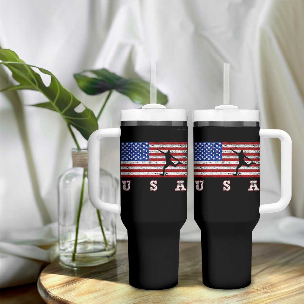 Patriotic Soccer Tumbler With Handle USA American Flag Team - Wonder Print Shop