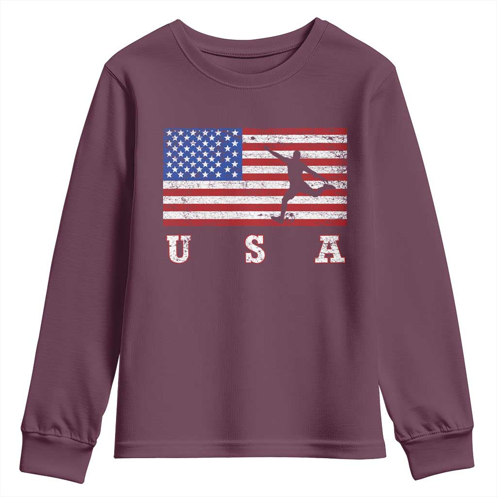 Patriotic Soccer Youth Sweatshirt USA American Flag Team - Wonder Print Shop