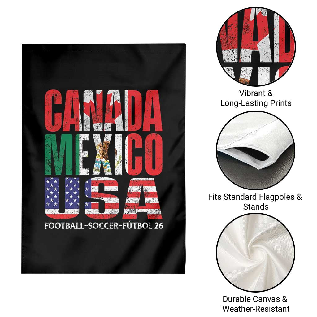 Soccer Lover Garden Flag Canada Mexico USA Pride Football Futbol 2026