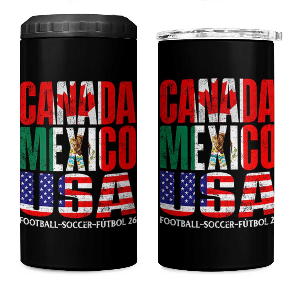 Soccer Lover 4 in 1 Can Cooler Tumbler Canada Mexico USA Pride Football Futbol 2026