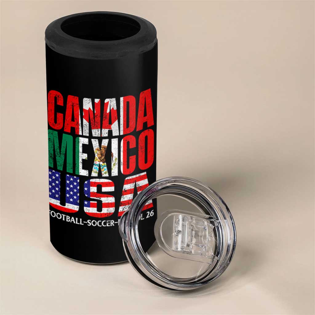 Soccer Lover 4 in 1 Can Cooler Tumbler Canada Mexico USA Pride Football Futbol 2026