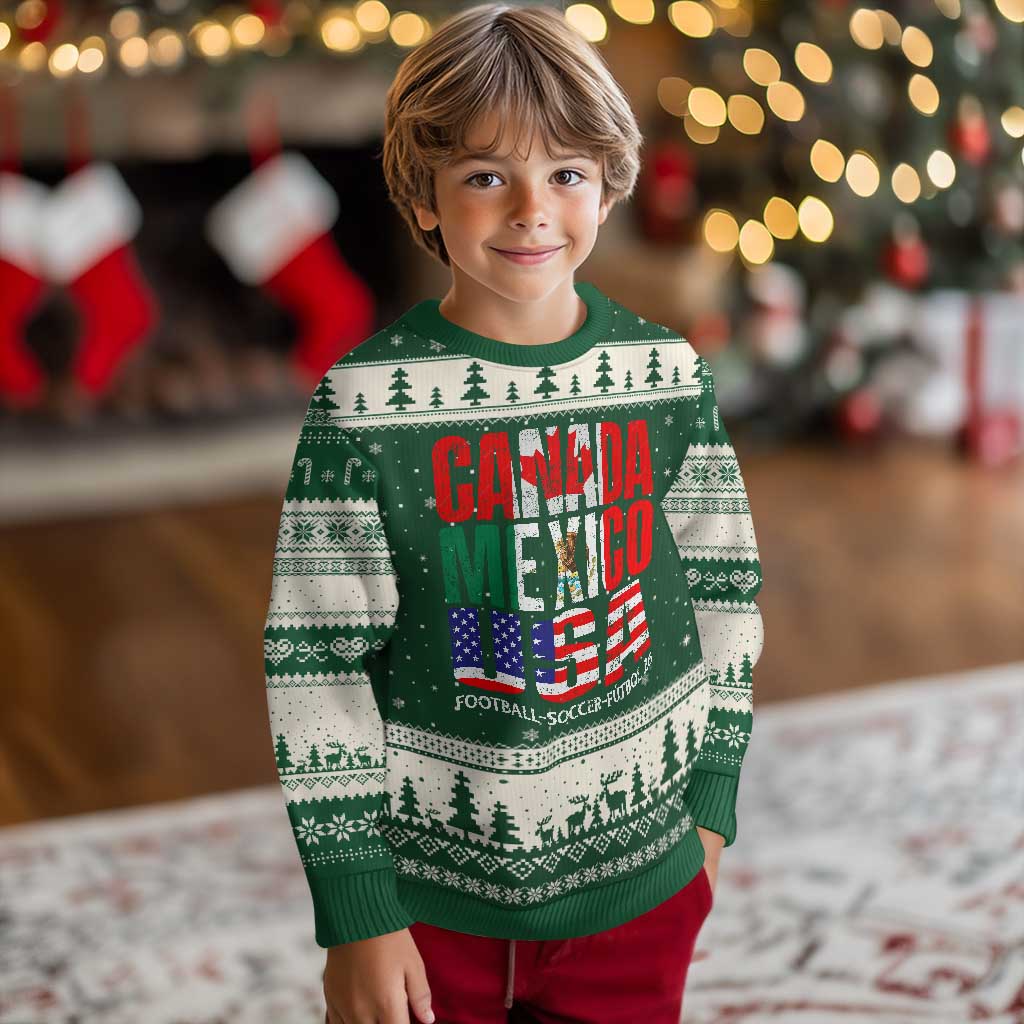 Soccer Lover Ugly Christmas Sweater Canada Mexico USA Pride Football Futbol 2026