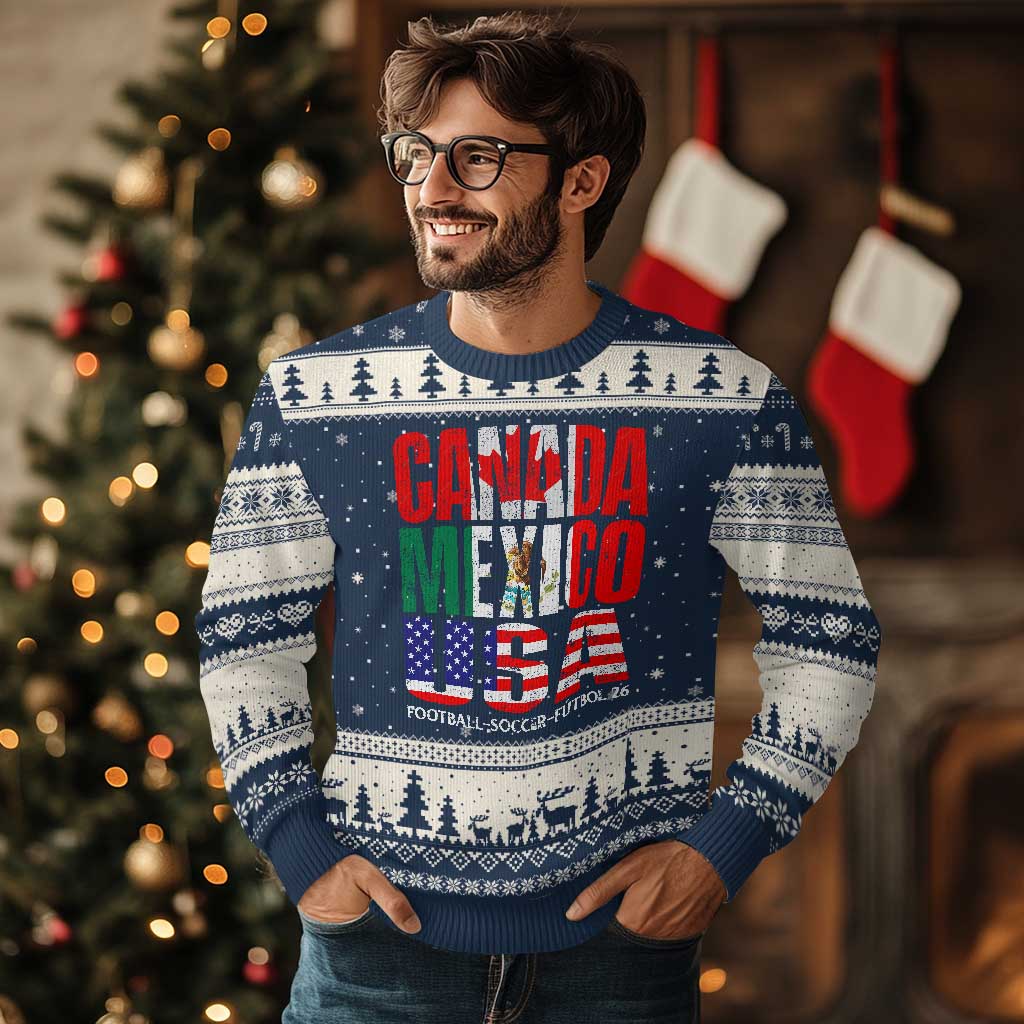 Soccer Lover Ugly Christmas Sweater Canada Mexico USA Pride Football Futbol 2026