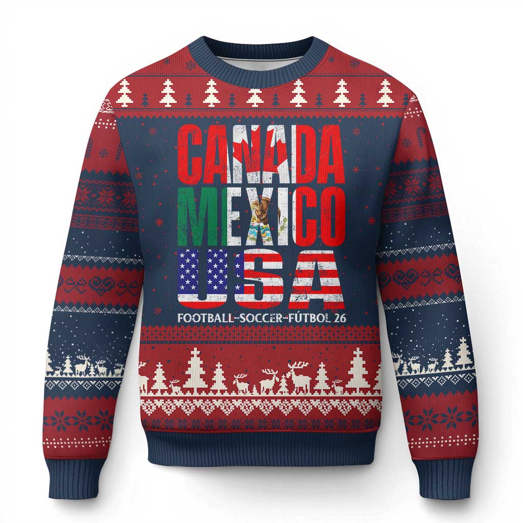 Soccer Lover Ugly Christmas Sweater Canada Mexico USA Pride Football Futbol 2026