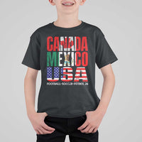Soccer Lover T Shirt For Kid Canada Mexico USA Pride Football Futbol 2026
