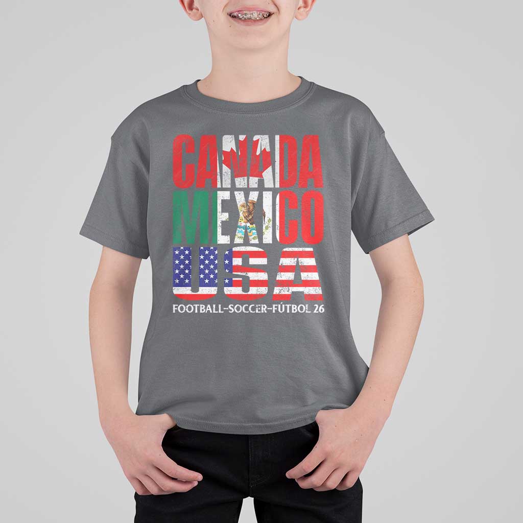 Soccer Lover T Shirt For Kid Canada Mexico USA Pride Football Futbol 2026