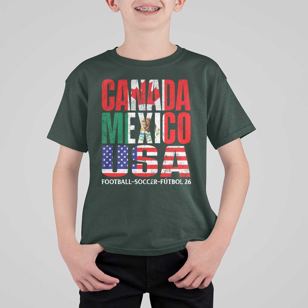 Soccer Lover T Shirt For Kid Canada Mexico USA Pride Football Futbol 2026