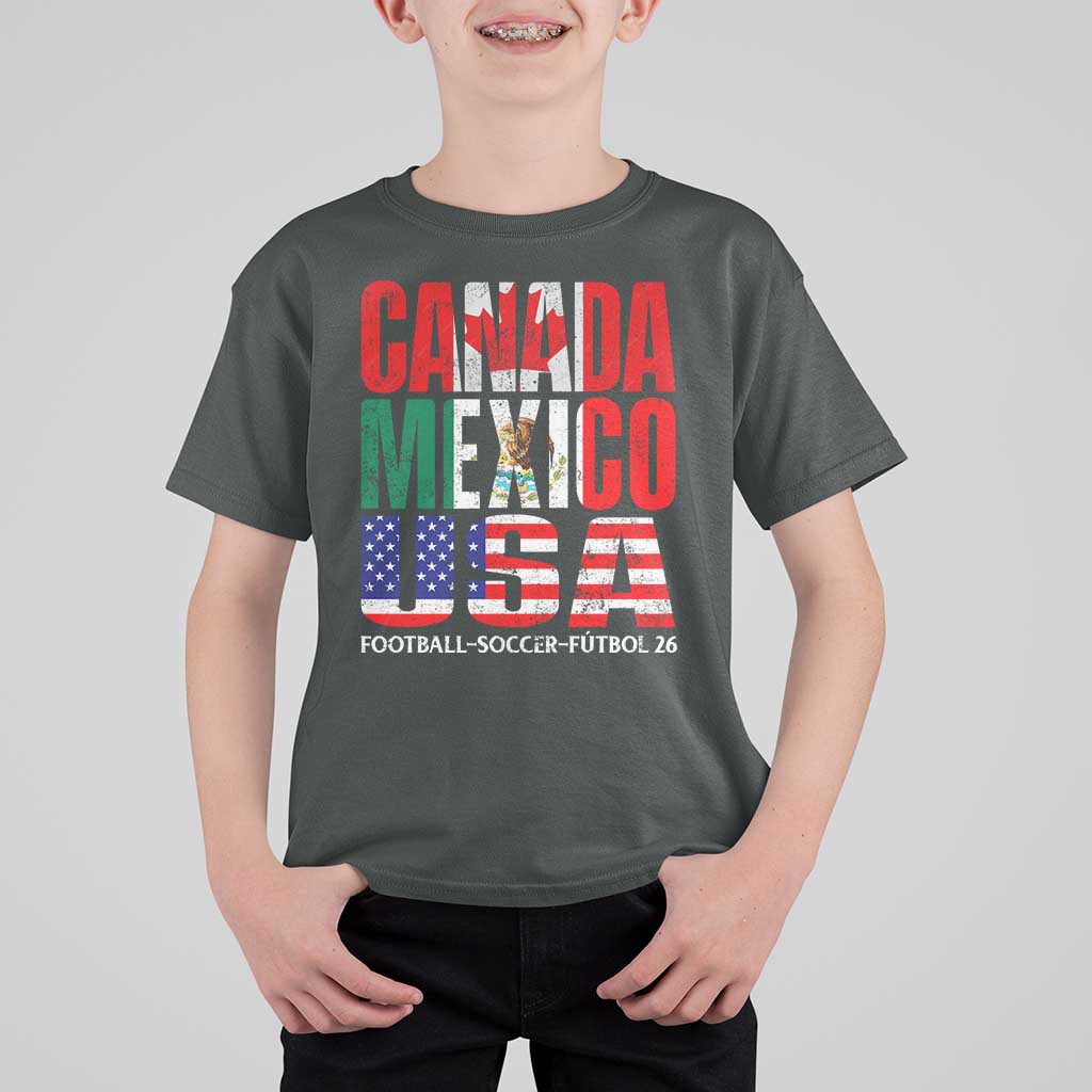 Soccer Lover T Shirt For Kid Canada Mexico USA Pride Football Futbol 2026