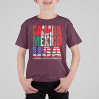 Soccer Lover T Shirt For Kid Canada Mexico USA Pride Football Futbol 2026