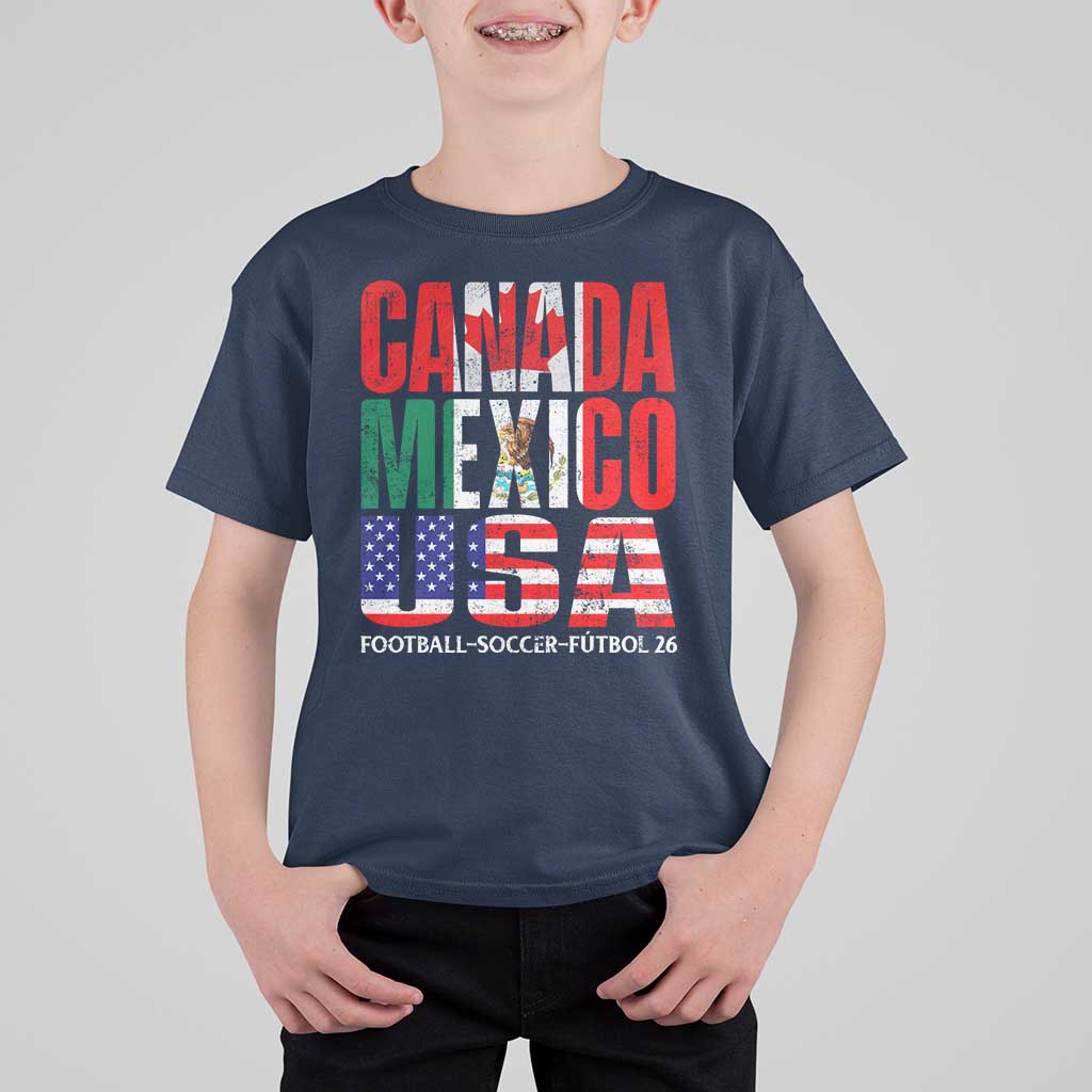 Soccer Lover T Shirt For Kid Canada Mexico USA Pride Football Futbol 2026