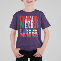 Soccer Lover T Shirt For Kid Canada Mexico USA Pride Football Futbol 2026