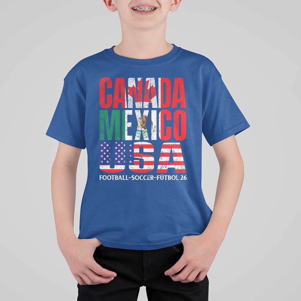 Soccer Lover T Shirt For Kid Canada Mexico USA Pride Football Futbol 2026