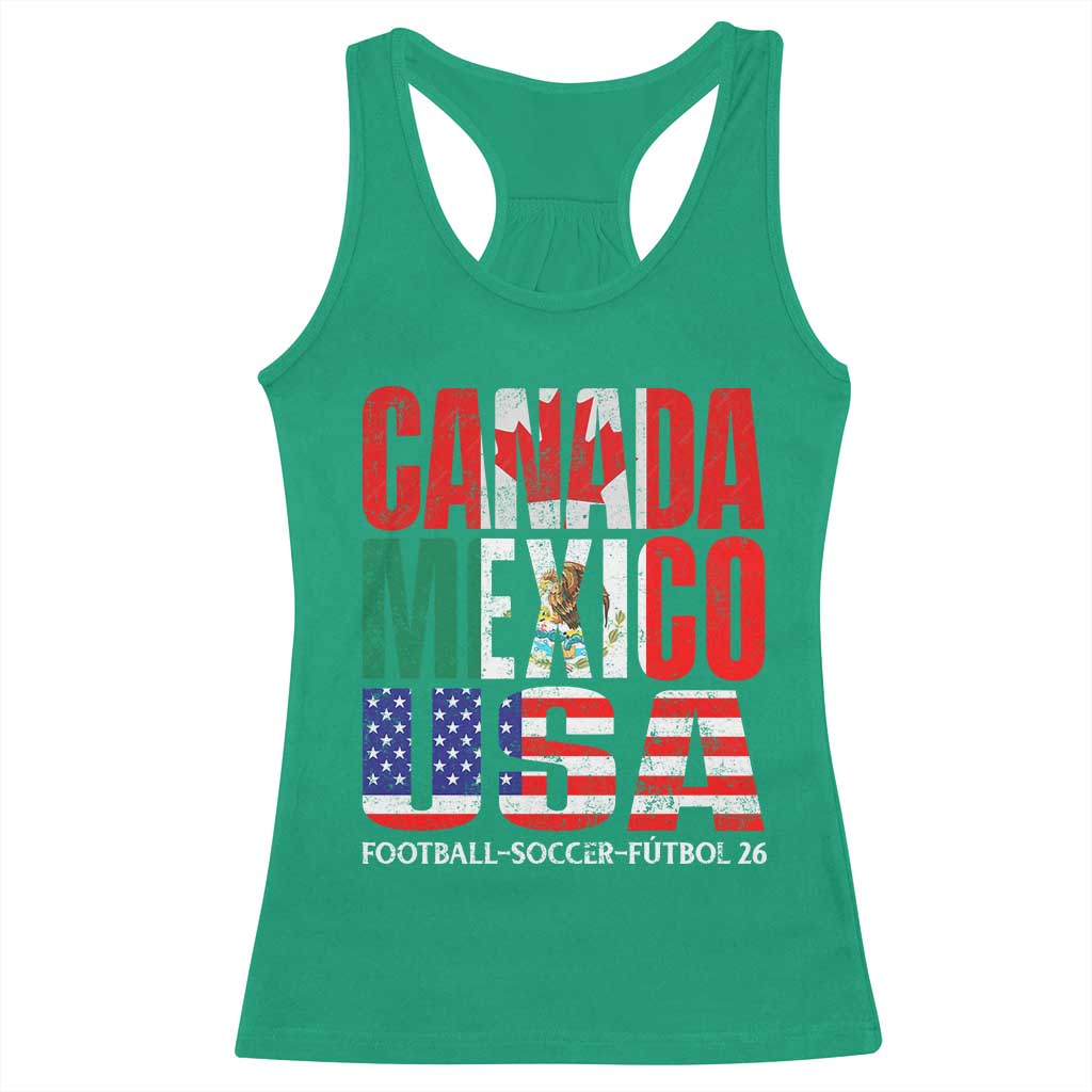 Soccer Lover Racerback Tank Top Canada Mexico USA Pride Football Futbol 2026