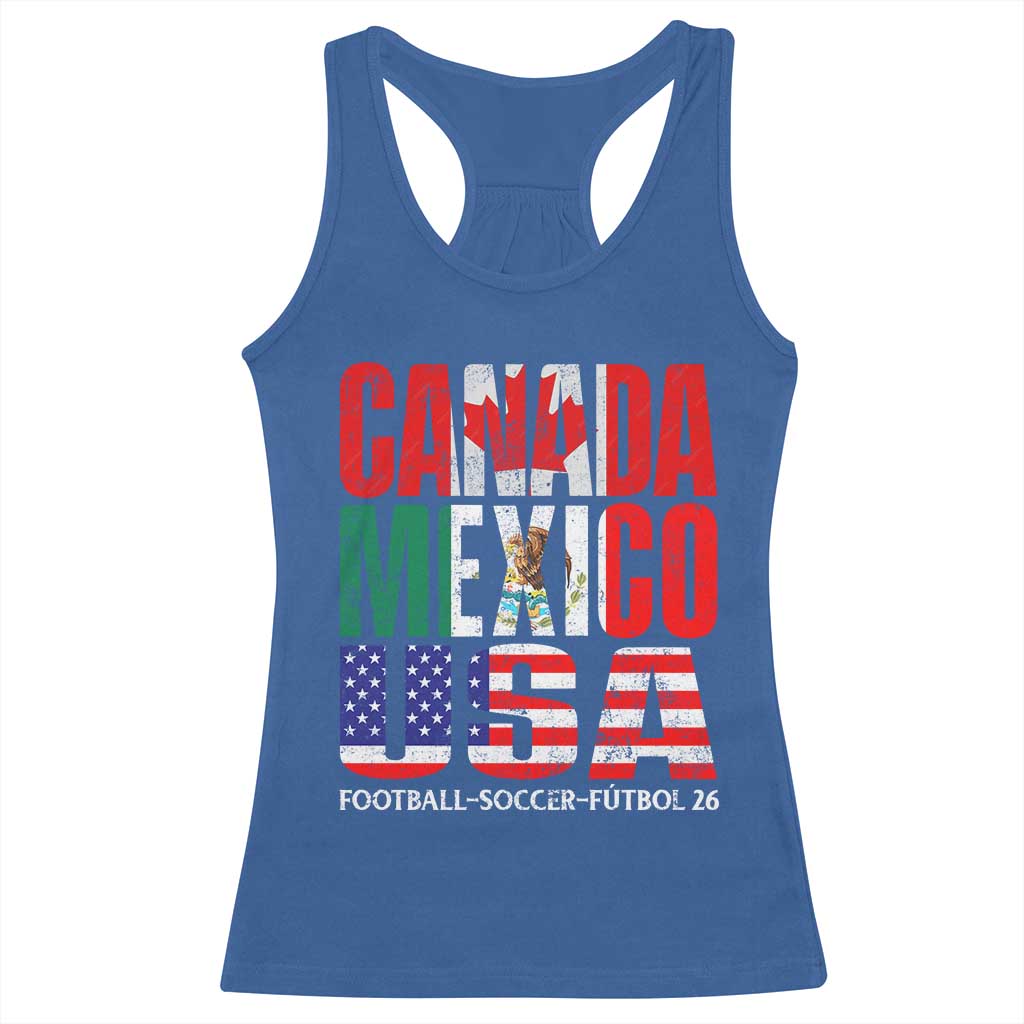 Soccer Lover Racerback Tank Top Canada Mexico USA Pride Football Futbol 2026
