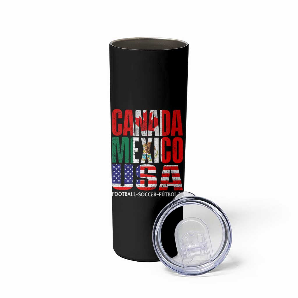 Soccer Lover Skinny Tumbler Canada Mexico USA Pride Football Futbol 2026