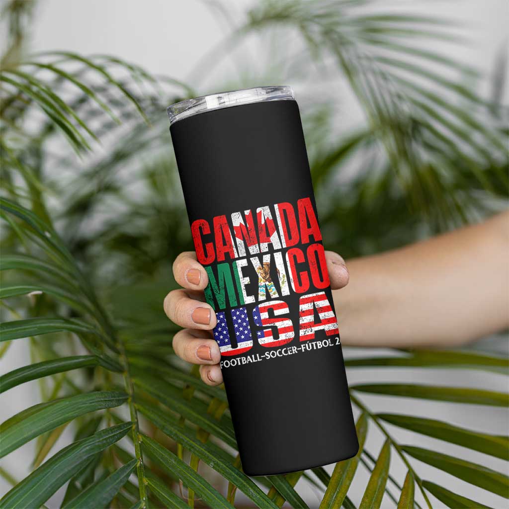Soccer Lover Skinny Tumbler Canada Mexico USA Pride Football Futbol 2026