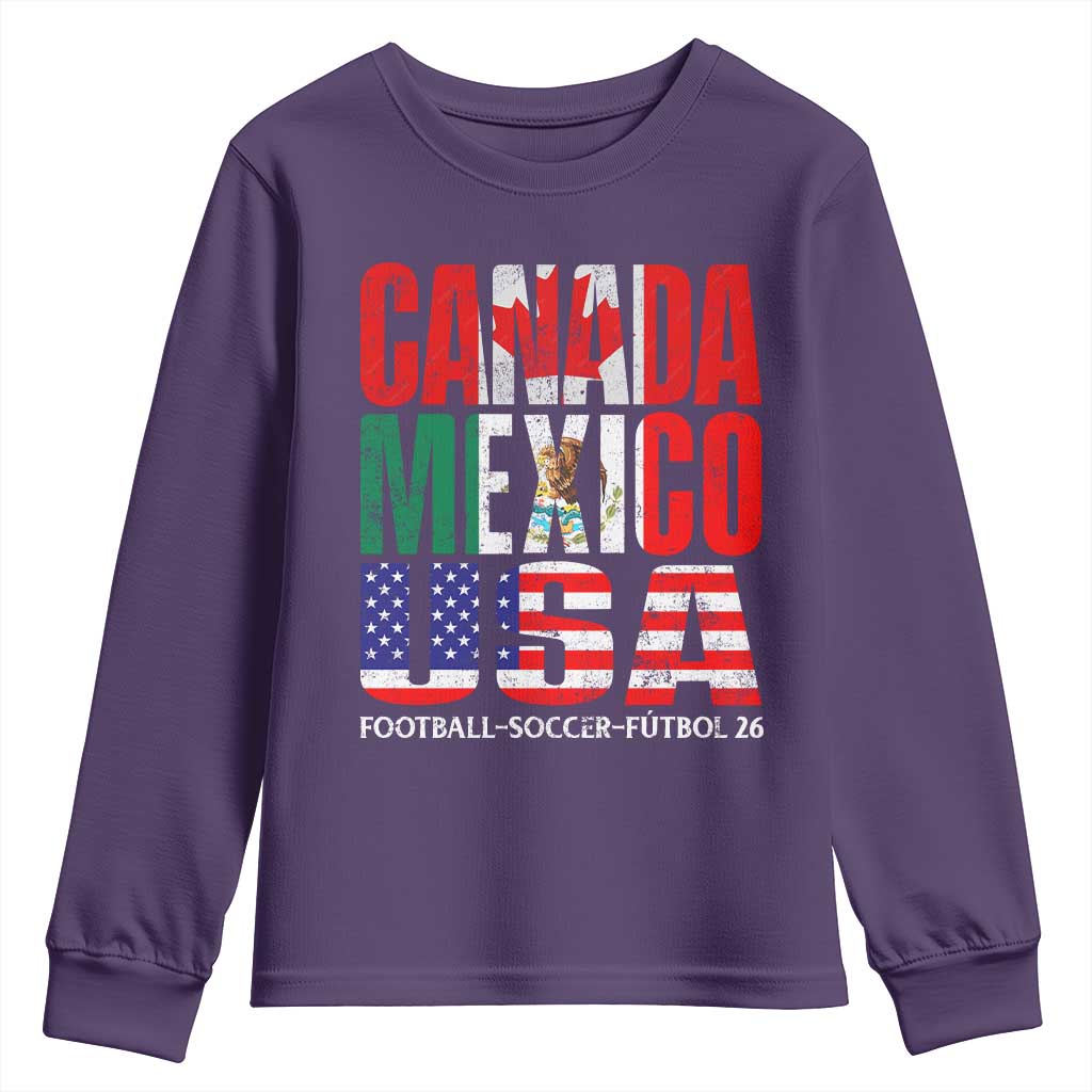 Soccer Lover Youth Sweatshirt Canada Mexico USA Pride Football Futbol 2026