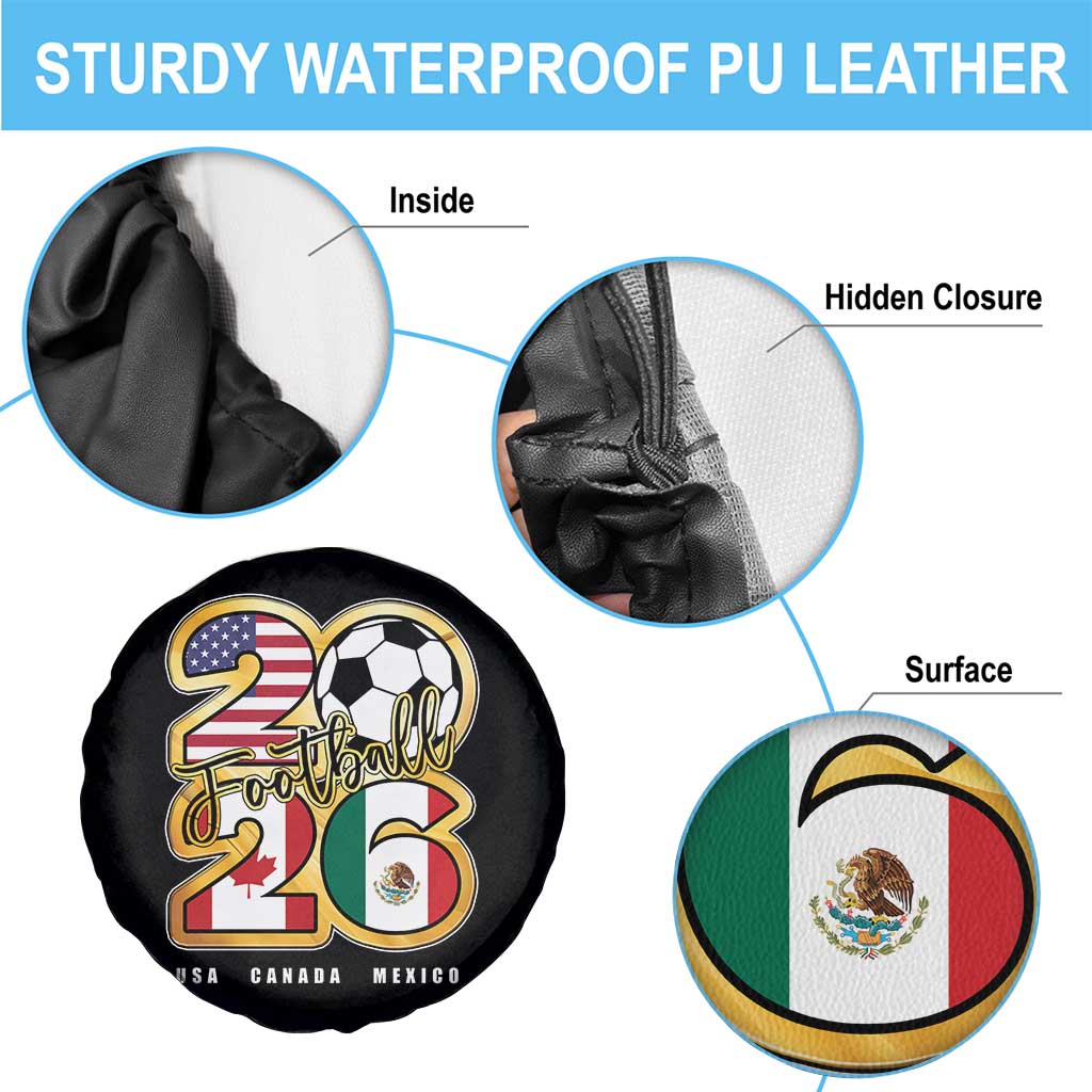Soccer Football Lover Spare Tire Cover USA Canada Mexico Pride 2026