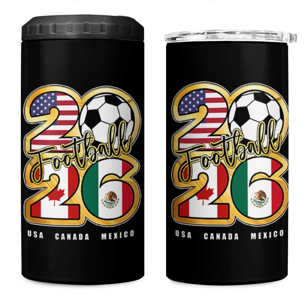Soccer Football Lover 4 in 1 Can Cooler Tumbler USA Canada Mexico Pride 2026