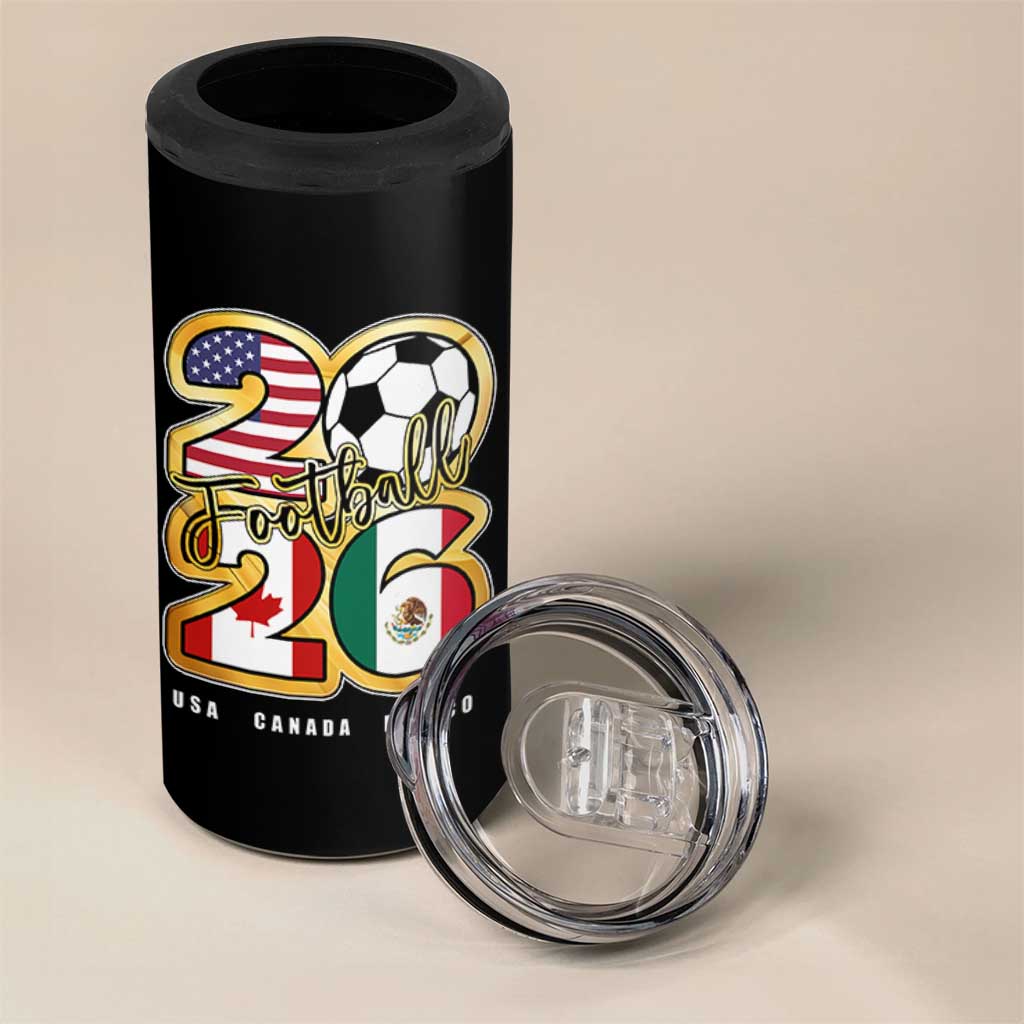 Soccer Football Lover 4 in 1 Can Cooler Tumbler USA Canada Mexico Pride 2026
