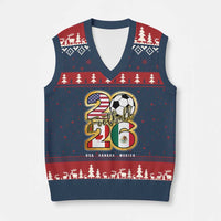 Soccer Football Lover V-Neck Knit Sweater Vest USA Canada Mexico Pride 2026