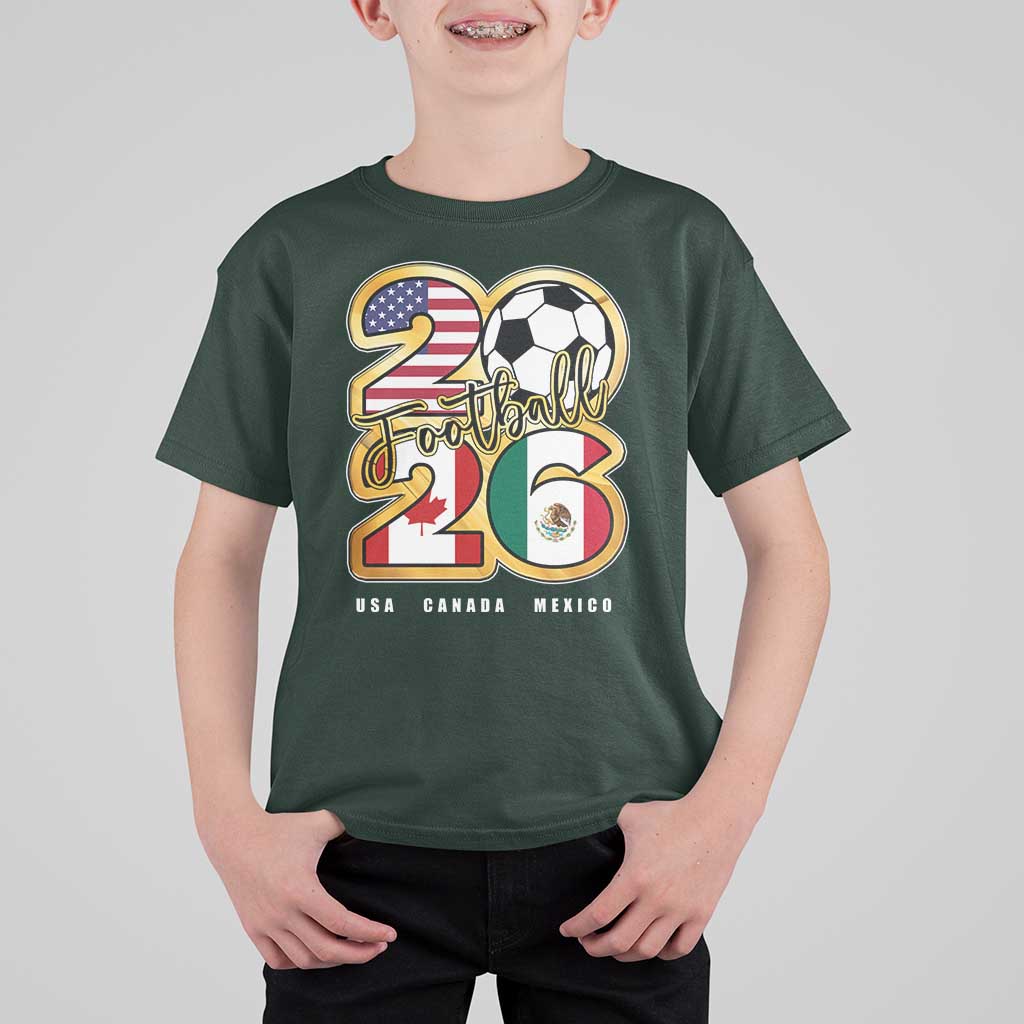 Soccer Football Lover T Shirt For Kid USA Canada Mexico Pride 2026