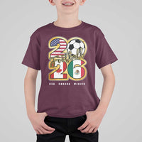Soccer Football Lover T Shirt For Kid USA Canada Mexico Pride 2026