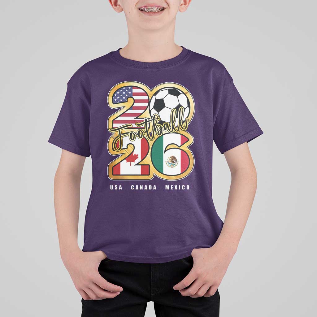 Soccer Football Lover T Shirt For Kid USA Canada Mexico Pride 2026