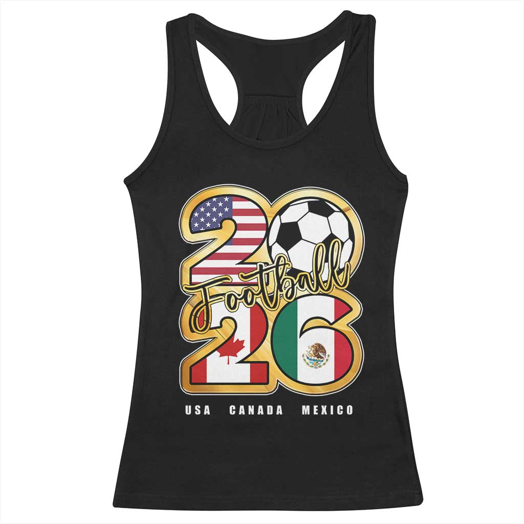 Soccer Football Lover Racerback Tank Top USA Canada Mexico Pride 2026