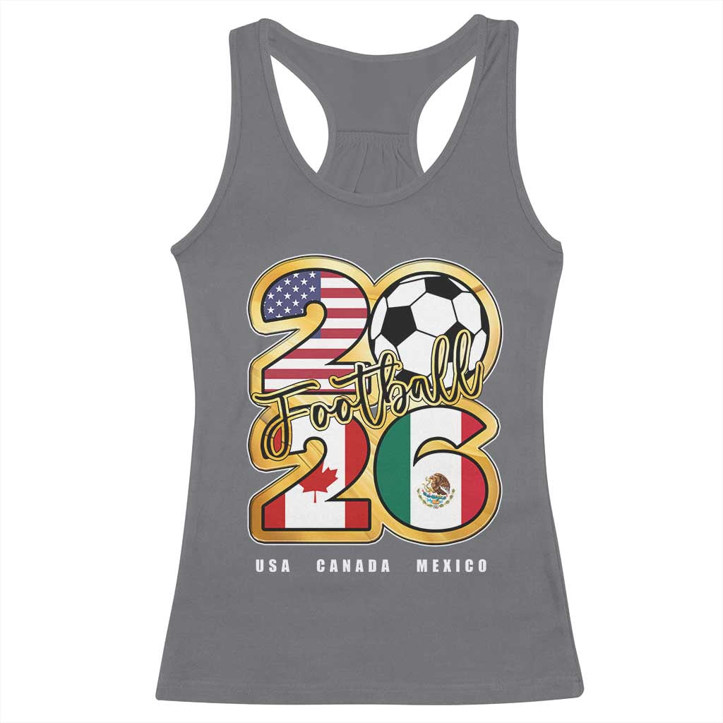 Soccer Football Lover Racerback Tank Top USA Canada Mexico Pride 2026