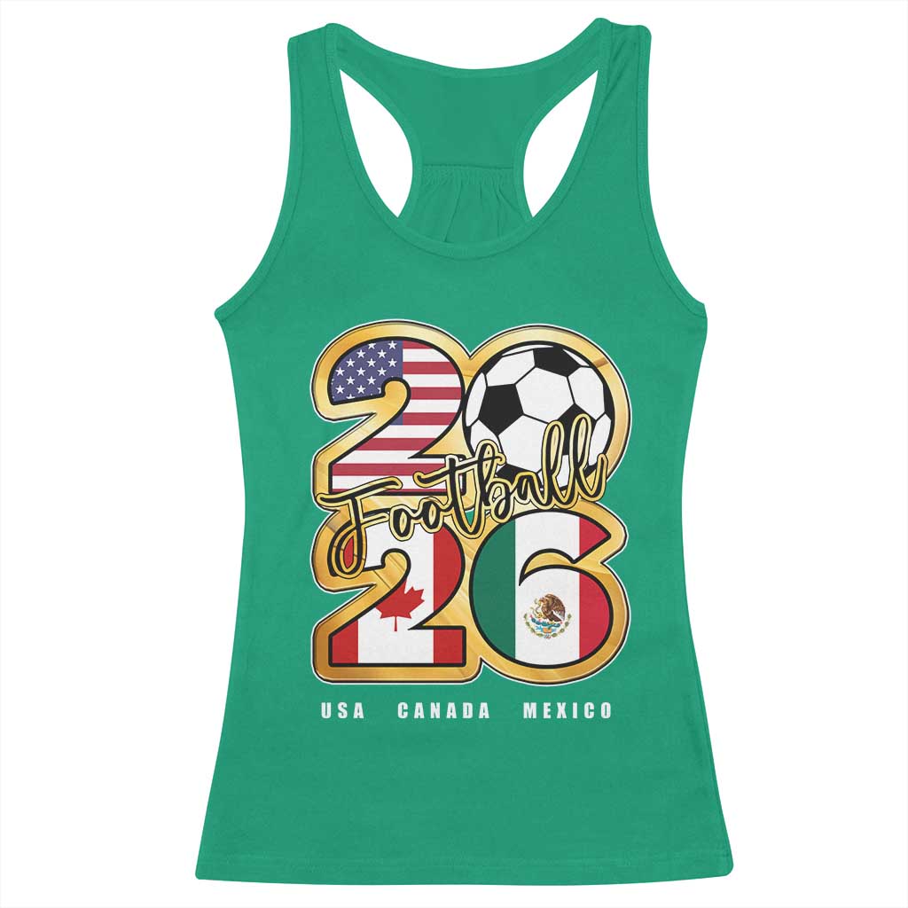 Soccer Football Lover Racerback Tank Top USA Canada Mexico Pride 2026