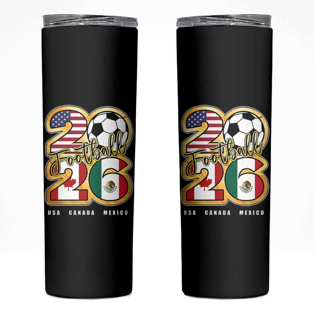 Soccer Football Lover Skinny Tumbler USA Canada Mexico Pride 2026