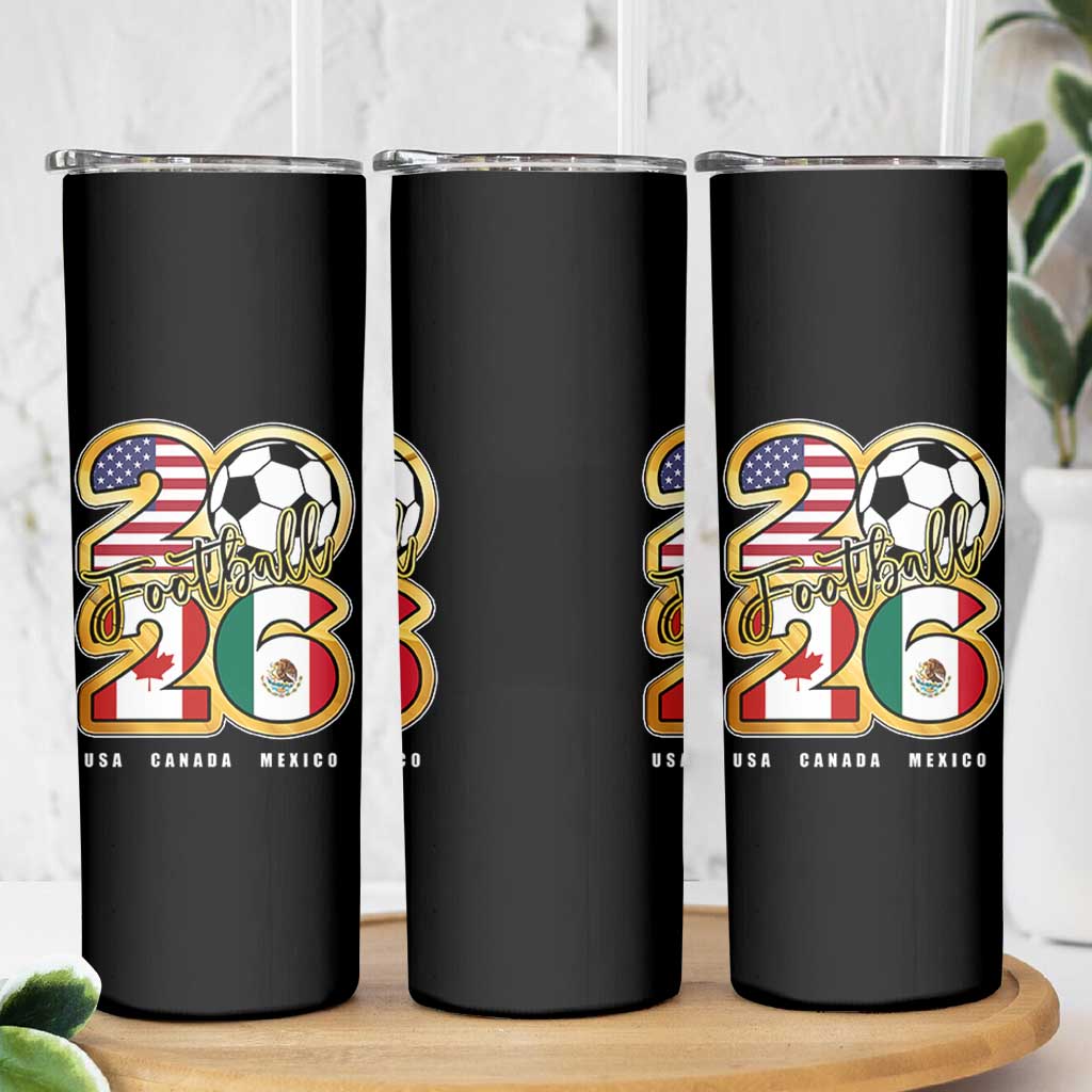 Soccer Football Lover Skinny Tumbler USA Canada Mexico Pride 2026