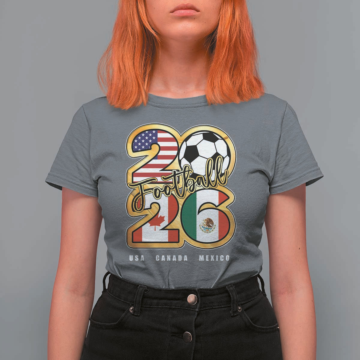 Soccer Football Lover T Shirt For Women USA Canada Mexico Pride 2026