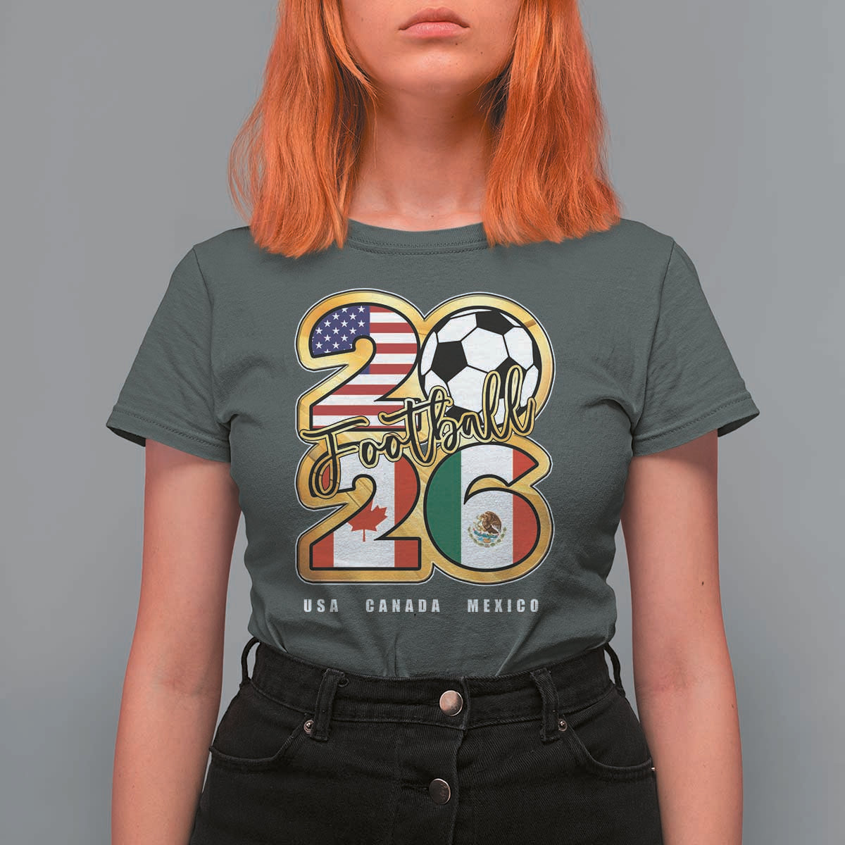 Soccer Football Lover T Shirt For Women USA Canada Mexico Pride 2026