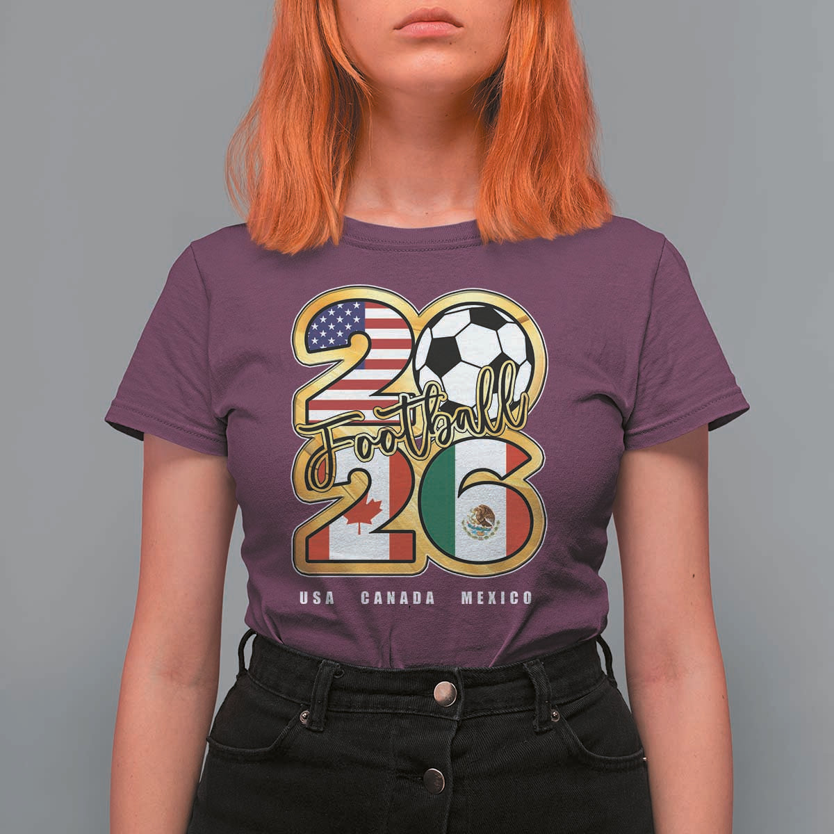 Soccer Football Lover T Shirt For Women USA Canada Mexico Pride 2026