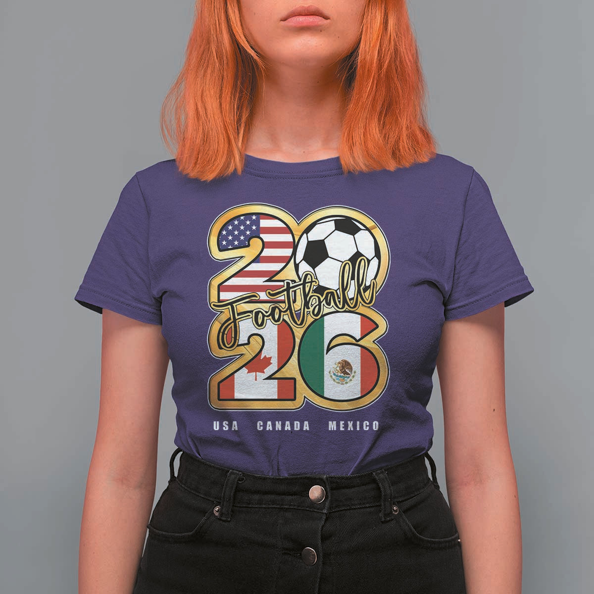 Soccer Football Lover T Shirt For Women USA Canada Mexico Pride 2026