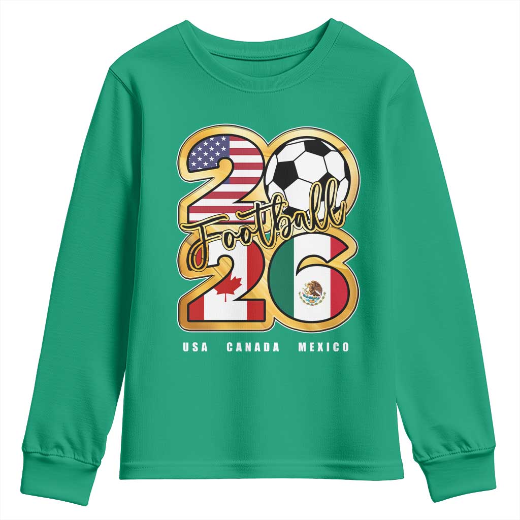 Soccer Football Lover Youth Sweatshirt USA Canada Mexico Pride 2026