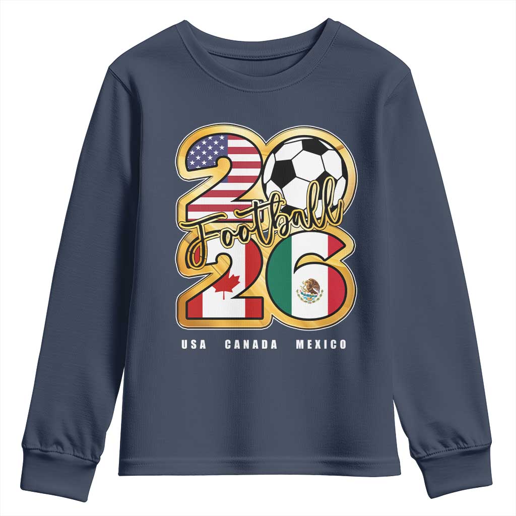 Soccer Football Lover Youth Sweatshirt USA Canada Mexico Pride 2026