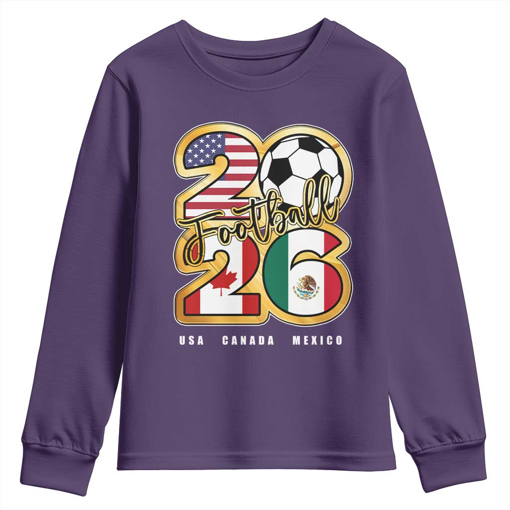 Soccer Football Lover Youth Sweatshirt USA Canada Mexico Pride 2026