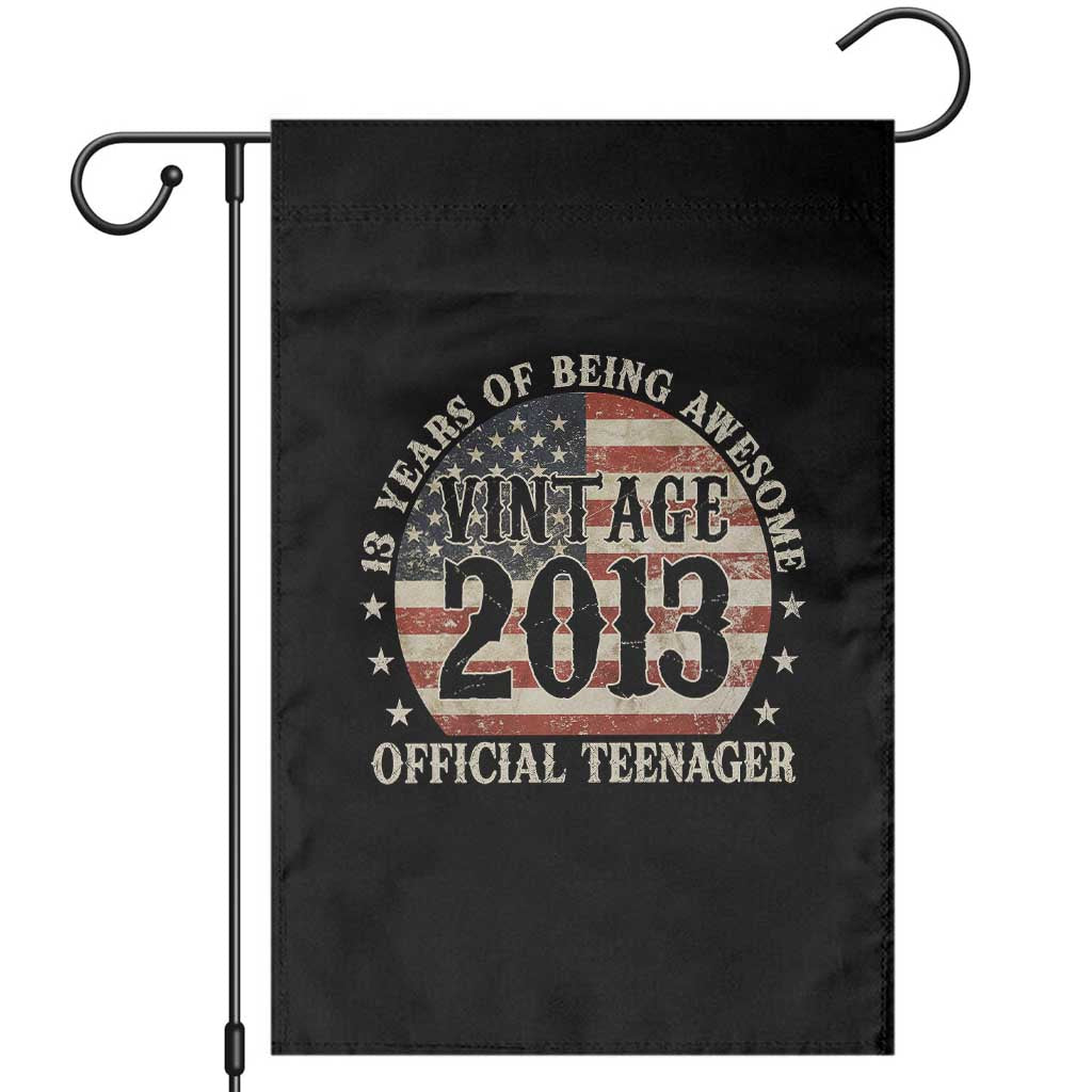13th Birthday 2026 Garden Flag Vintage 2013 Official Teenager 13 Years Of Being Awesome - Wonder Print Shop