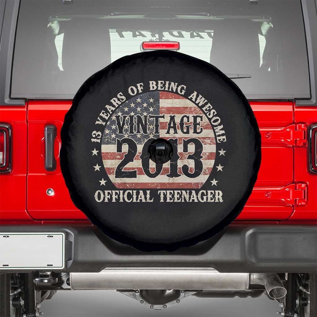 13th Birthday 2026 Spare Tire Cover Vintage 2013 Official Teenager 13 Years Of Being Awesome - Wonder Print Shop