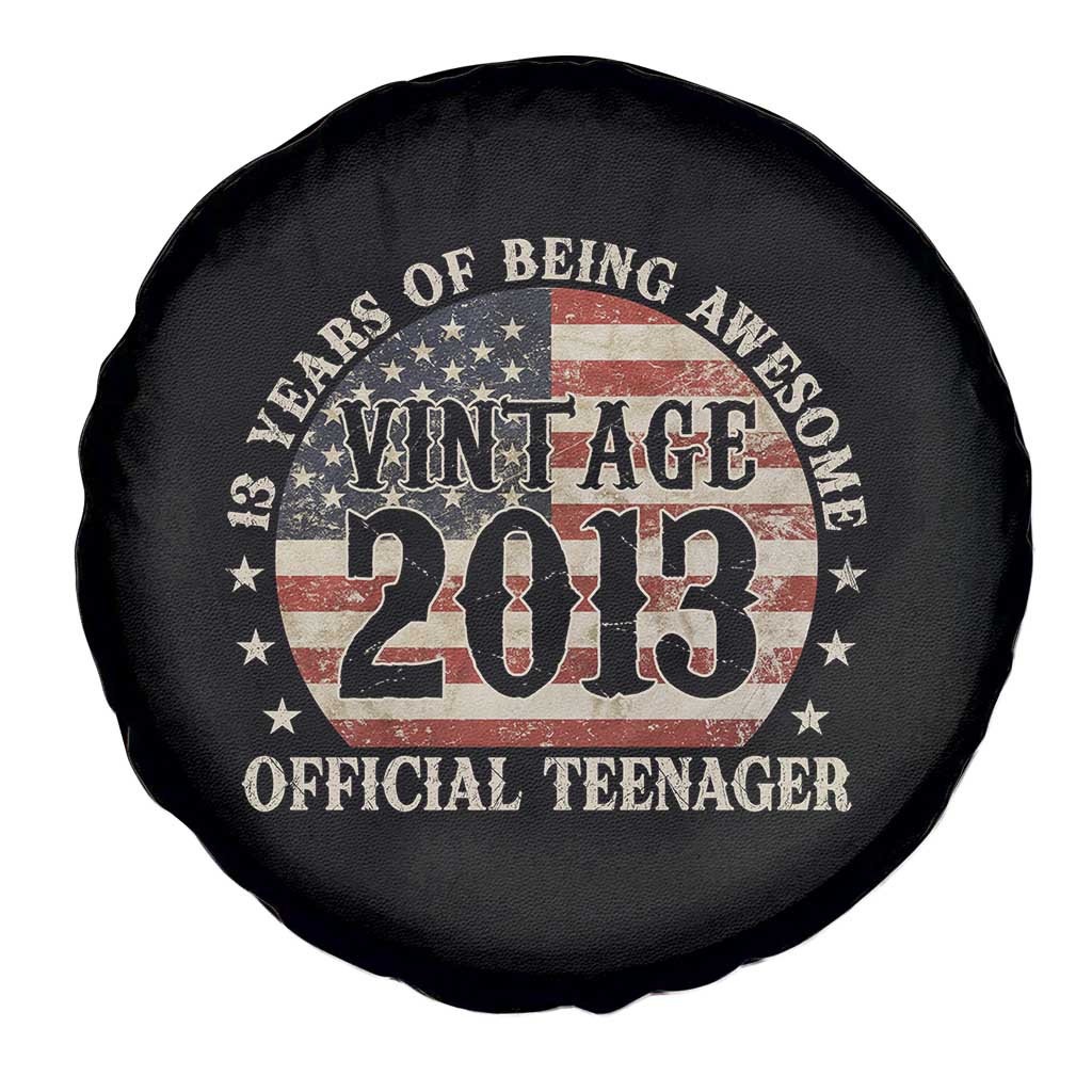 13th Birthday 2026 Spare Tire Cover Vintage 2013 Official Teenager 13 Years Of Being Awesome - Wonder Print Shop