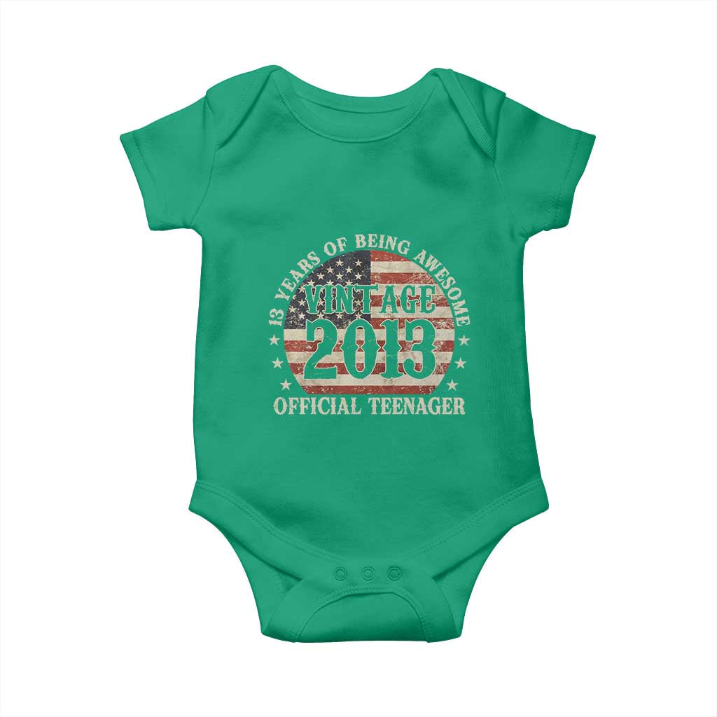 13th Birthday 2026 Baby Onesie Vintage 2013 Official Teenager 13 Years Of Being Awesome - Wonder Print Shop