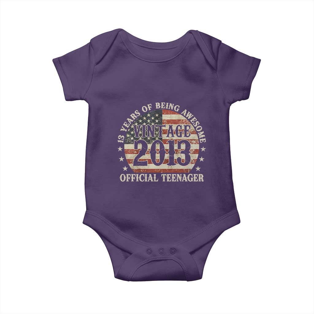 13th Birthday 2026 Baby Onesie Vintage 2013 Official Teenager 13 Years Of Being Awesome - Wonder Print Shop