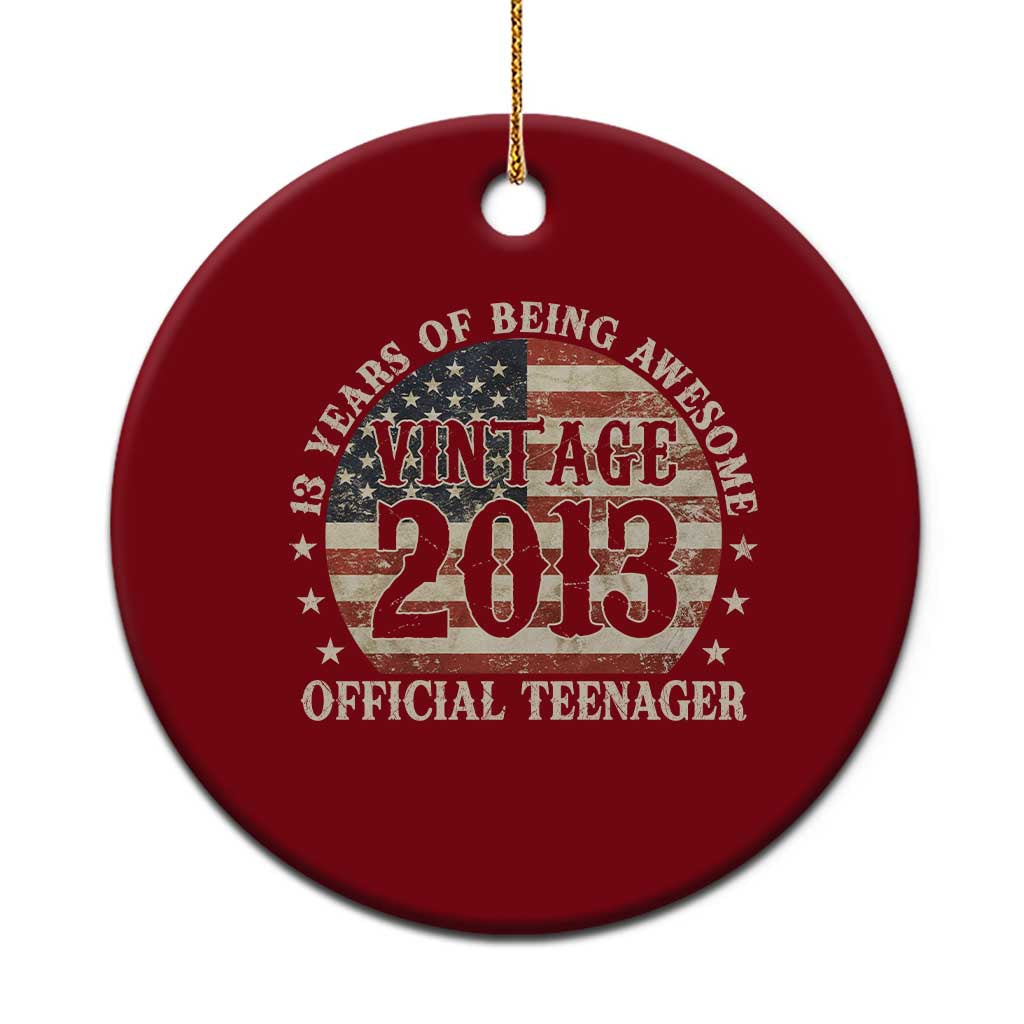 13th Birthday 2026 Ceramic Ornament Vintage 2013 Official Teenager 13 Years Of Being Awesome - Wonder Print Shop