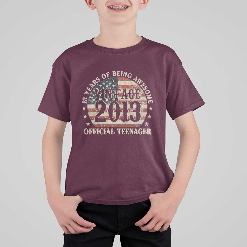 13th Birthday 2026 T Shirt For Kid Vintage 2013 Official Teenager 13 Years Of Being Awesome - Wonder Print Shop