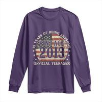 13th Birthday 2026 Long Sleeve Shirt Vintage 2013 Official Teenager 13 Years Of Being Awesome - Wonder Print Shop