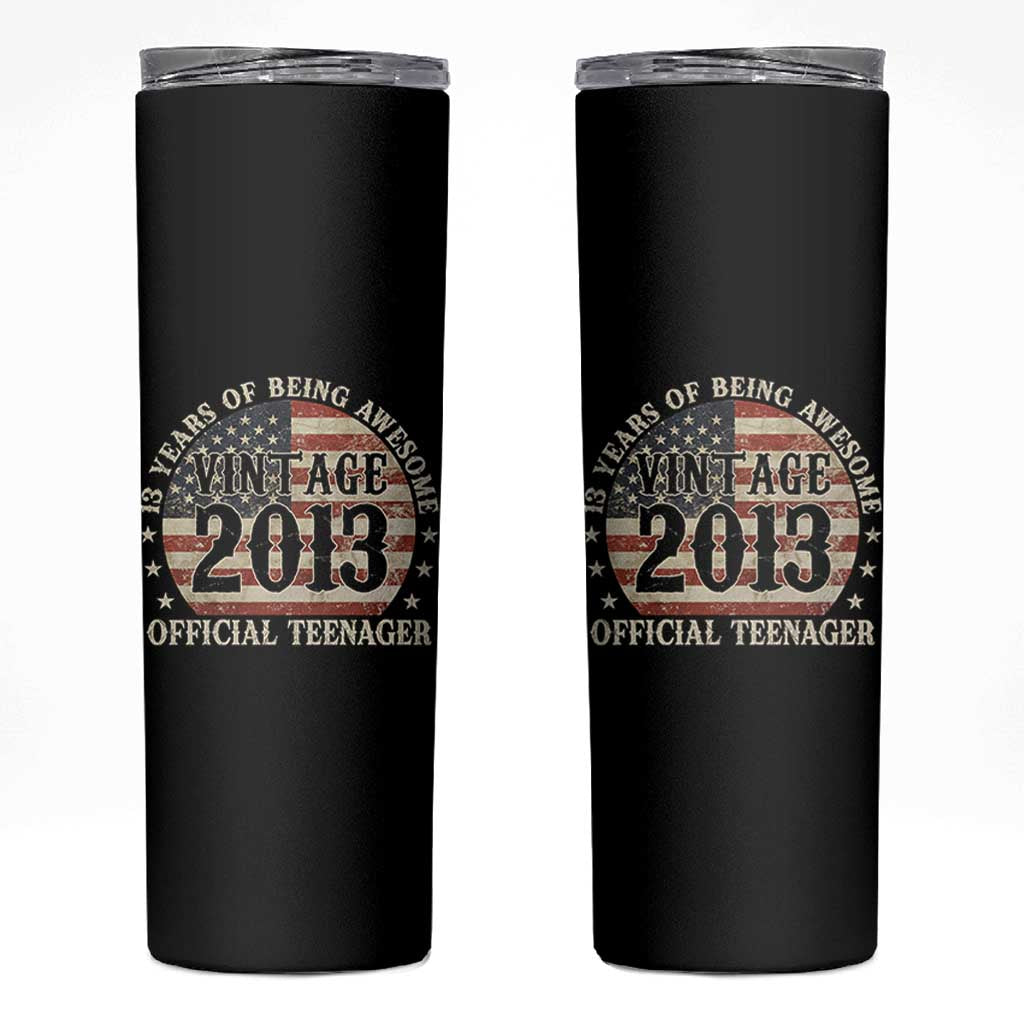 13th Birthday 2026 Skinny Tumbler Vintage 2013 Official Teenager 13 Years Of Being Awesome - Wonder Print Shop